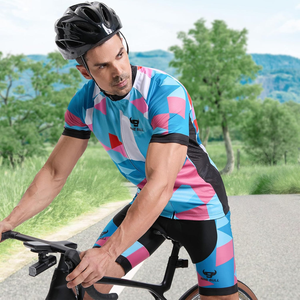 Men'S Cycling Jersey Set - Reflective Quick-Dry Biking Shirt and 3D Padded Cycling Bike Shorts