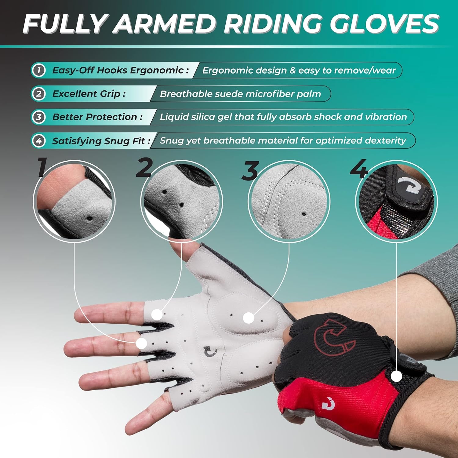 Cycling Gloves Bike Bicycle Motorcycle Glove Mountain Bike Gloves MTB Shockproof Foam Padded Outdoor Workout Sports Half Finger Short Gloves Guantes